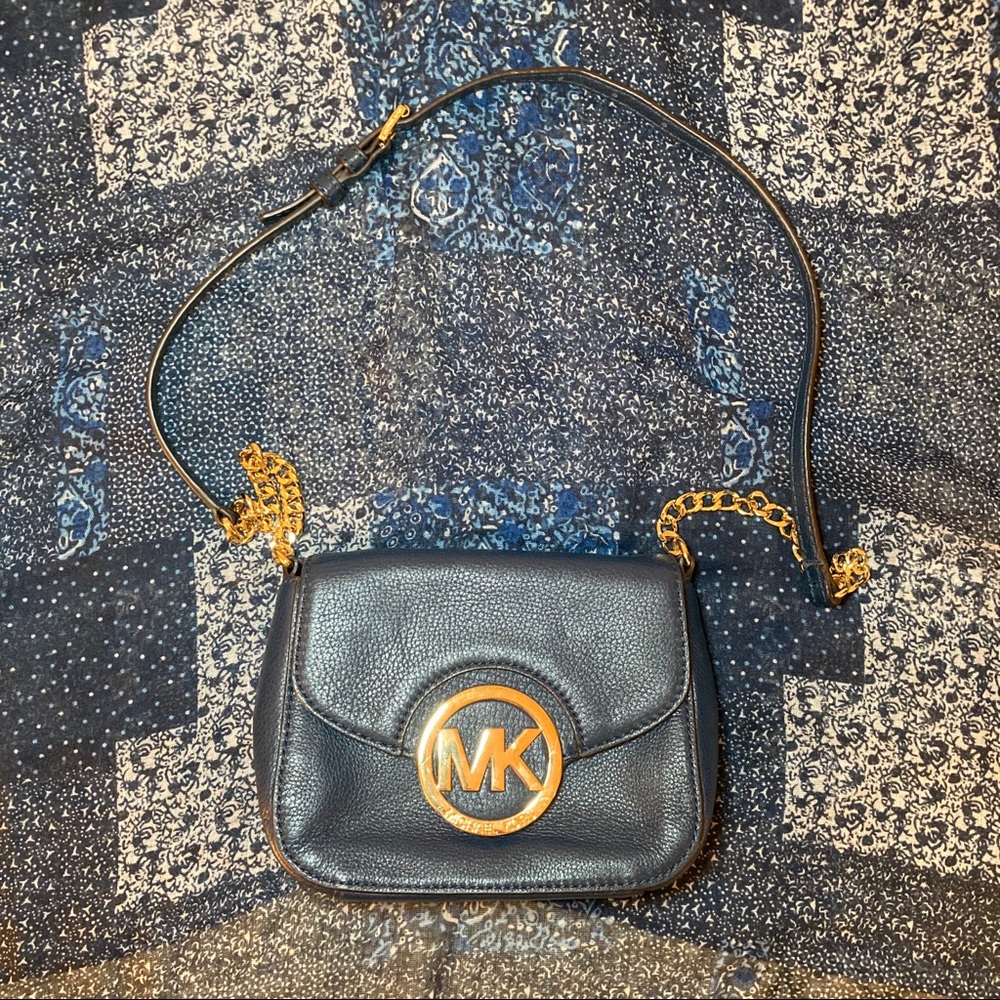 Blue and gold Michael kors shoulder purse